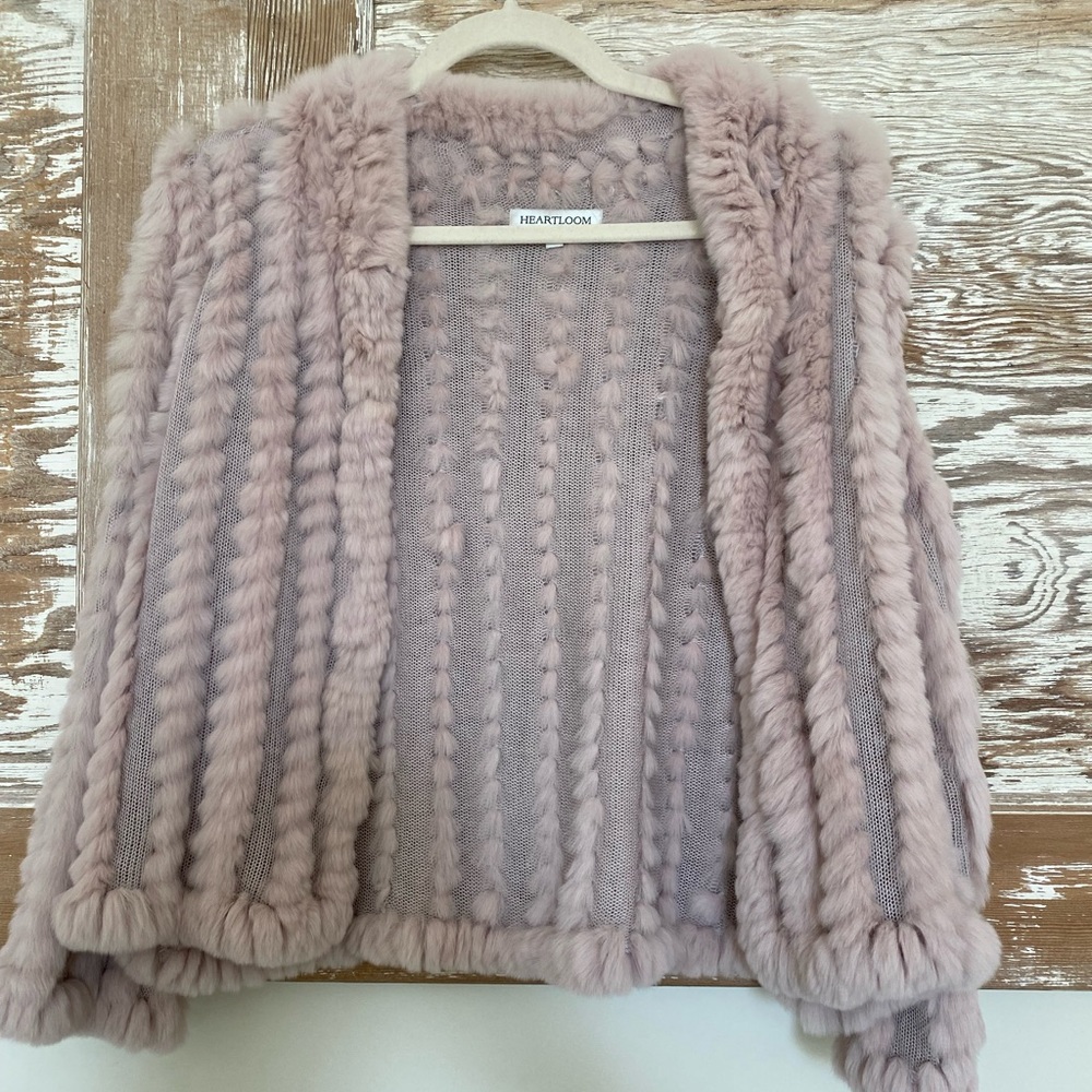 Heartloom pink fuzzy cardigan
